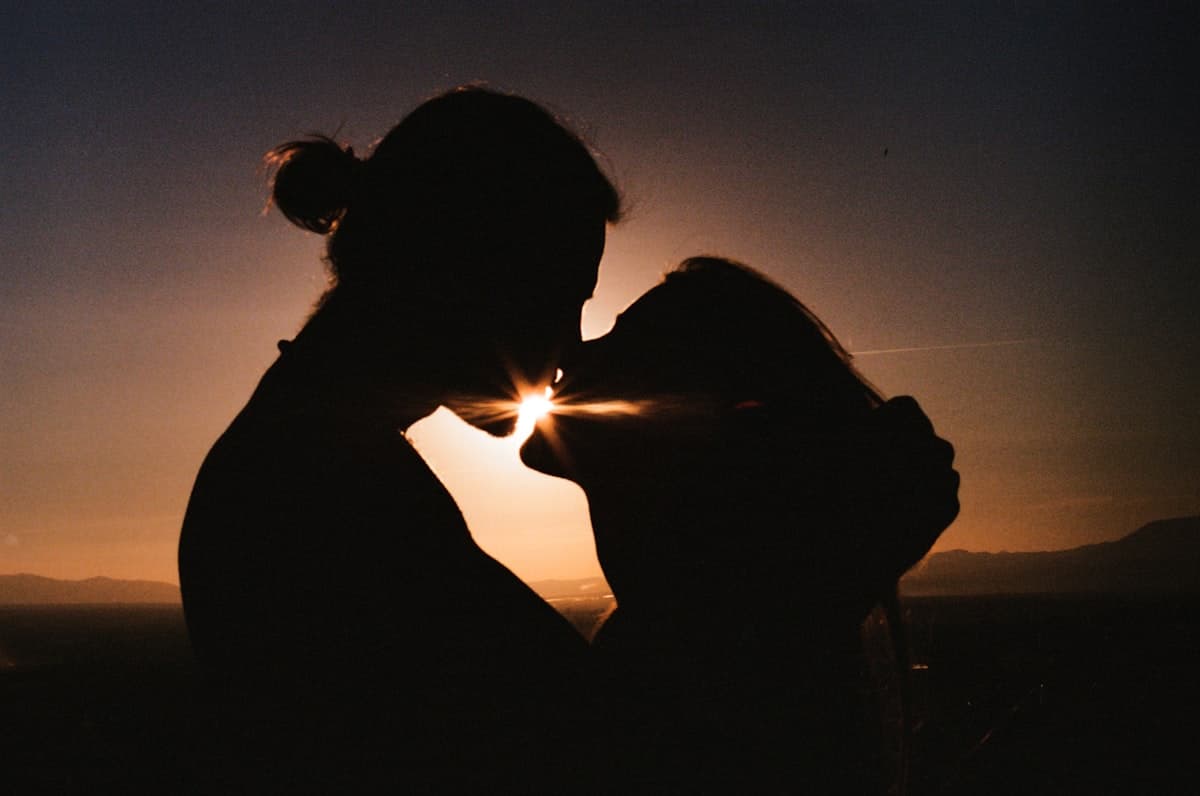 Soft kiss moment